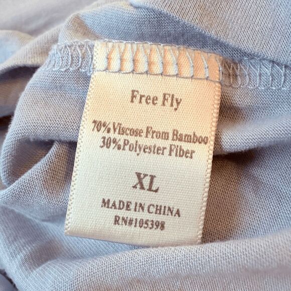 Free Fly Men's Crew Neck Comfort On Adventure Out Performance Bamboo Tee Blue XL - Picture 6 of 10